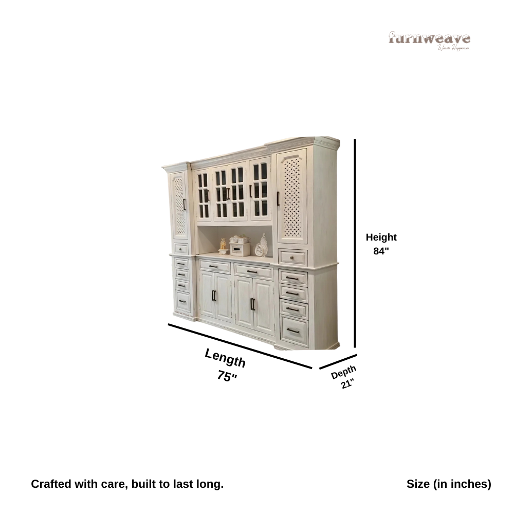 Wasi Wooden Crockery Unit Storage (White Distress)