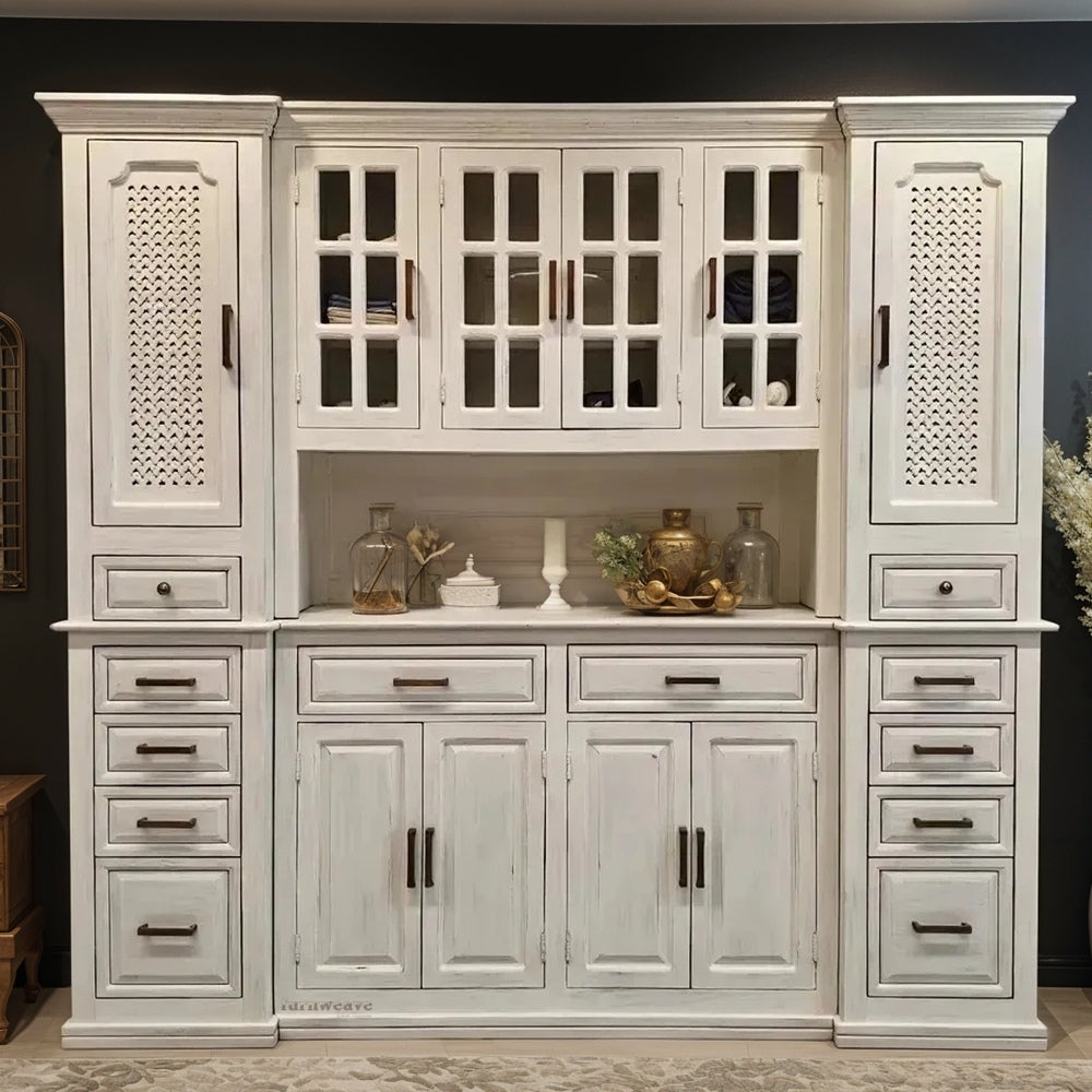 Wasi Wooden Crockery Unit Storage (White Distress)