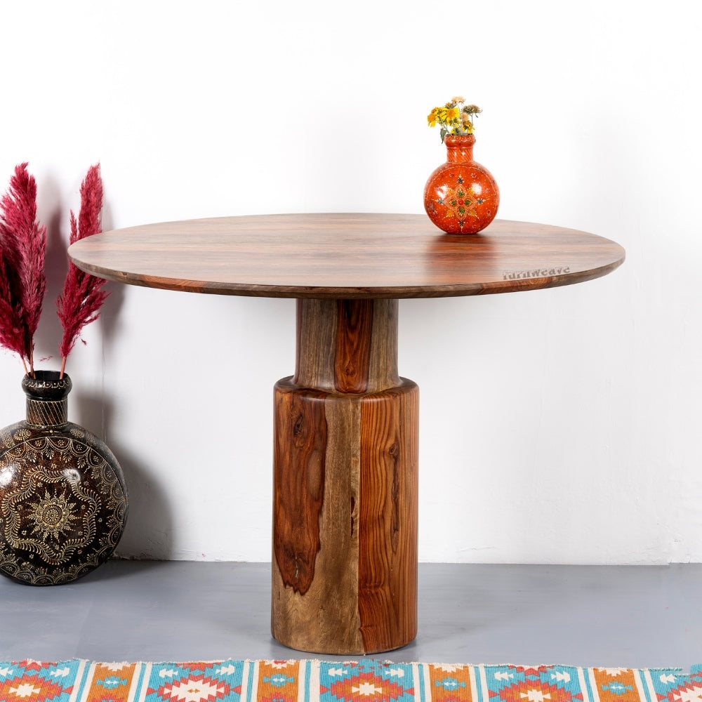 Gari Wooden Round Dining Table (Grey Brown)