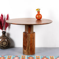 Gari Wooden Round Dining Table (Grey Brown)