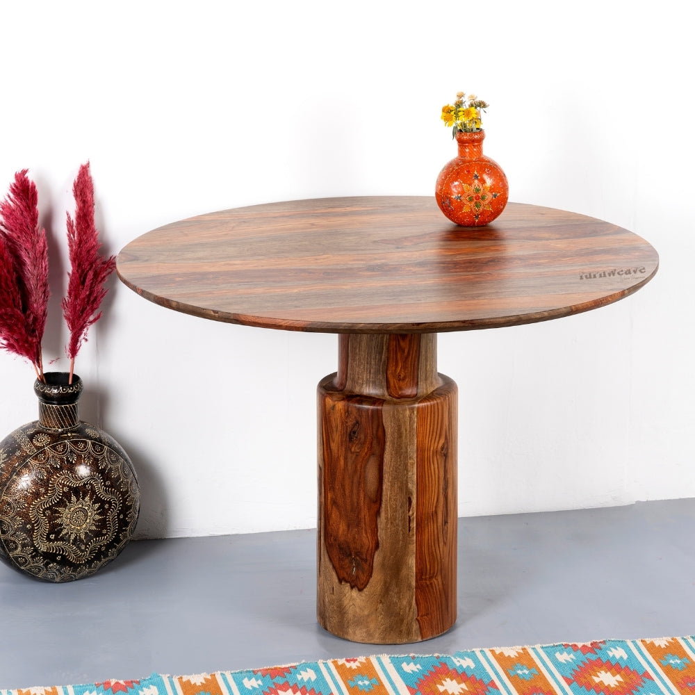 Gari Wooden Round Dining Table (Grey Brown)