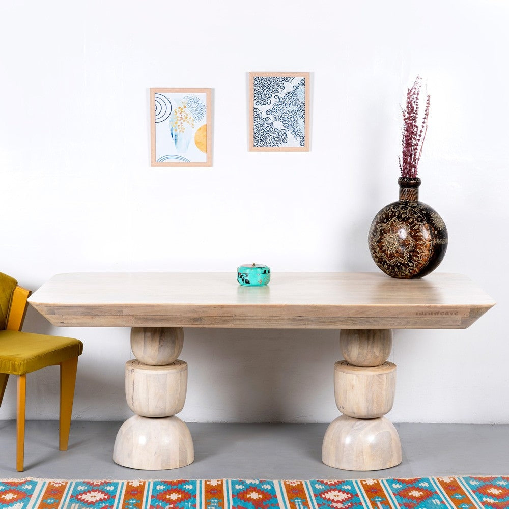 Samte Wooden Dining Table (Cream Distress)