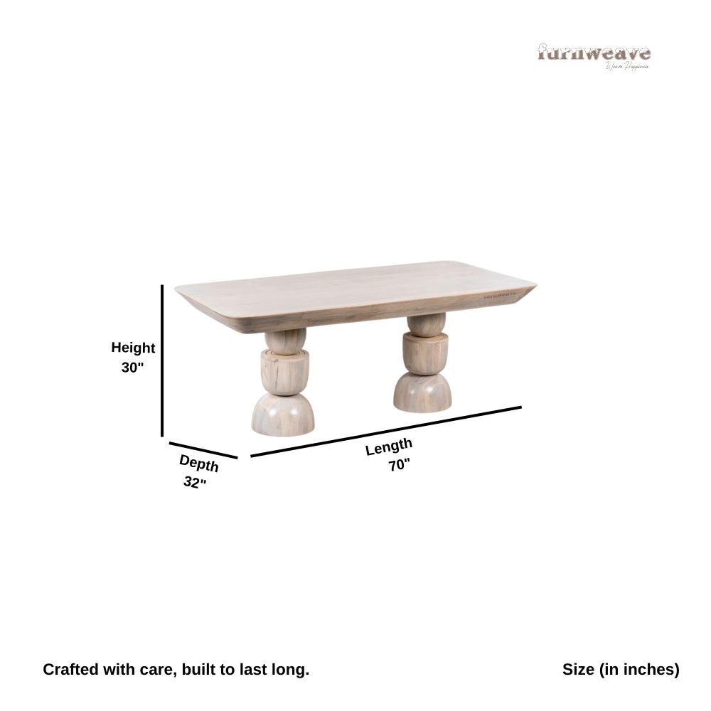 Samte Wooden Dining Table (Cream Distress)
