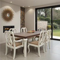 Turna Six Seater Dining Set (White Distress)