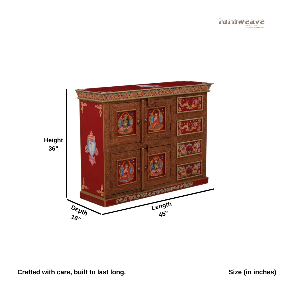 Drago Wooden Handpainted Sideboard Cabinet