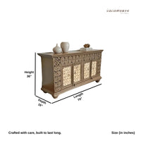 Eistha Wooden Carved Sideboard (Brown)
