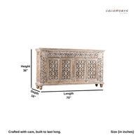 Kalel Wooden Carved Sideboard (White Distress)