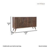 Tishi Wooden Carved Sideboard for Storage (Brown Antique)