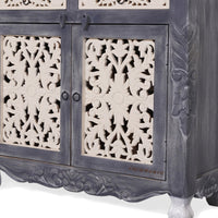 Atena Wooden Carved Sideboard for Storage (Grey Antique)