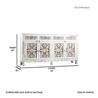 Atena Wooden Carved Sideboard for Storage (White Distress)