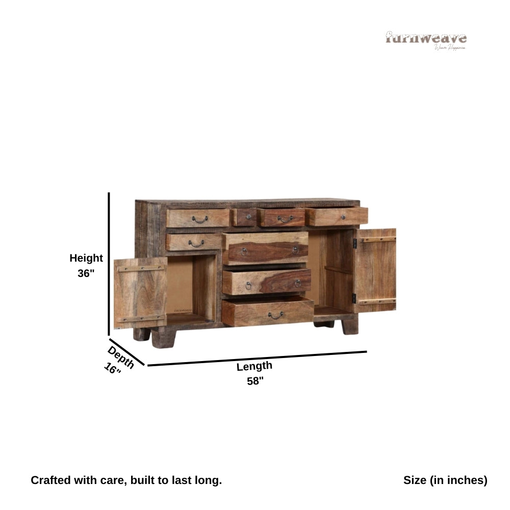 Ulof Wooden Antique Sideboard for Storage (Antique Brown)