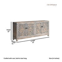 Wisi Wooden Designer Rustic Sideboard (Light Grey Distress)