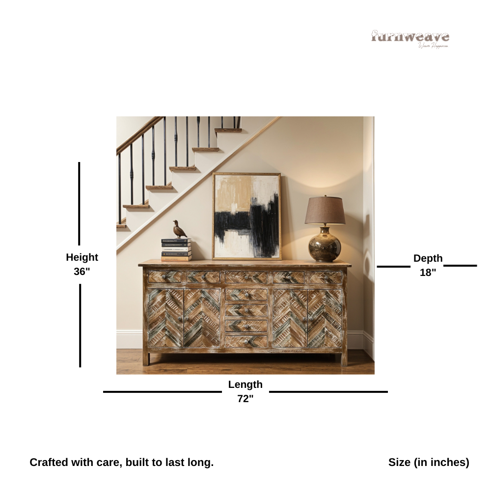 Krista Wooden Rustic Sideboard (Rustic Brown)