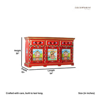 Kalakre Wooden Handpainted Sideboard Storage Cabinet