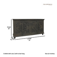 Sasika Wooden Carved Sideboard (Dark Grey)