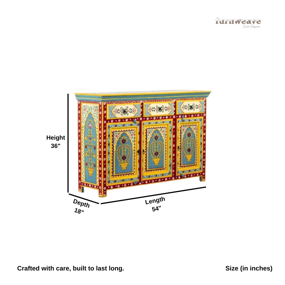 Khusb Wooden Handpainted Sideboard
