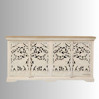 Sevena Wooden Carved Sideboard (Off White)