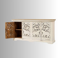 Sevena Wooden Carved Sideboard (Off White)
