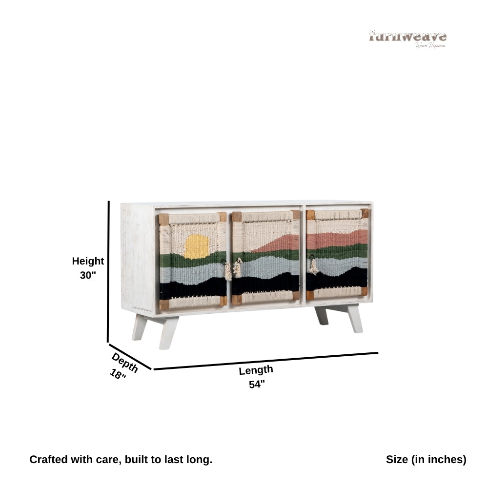 Bunai Handwoven Sideboard (White Distress)