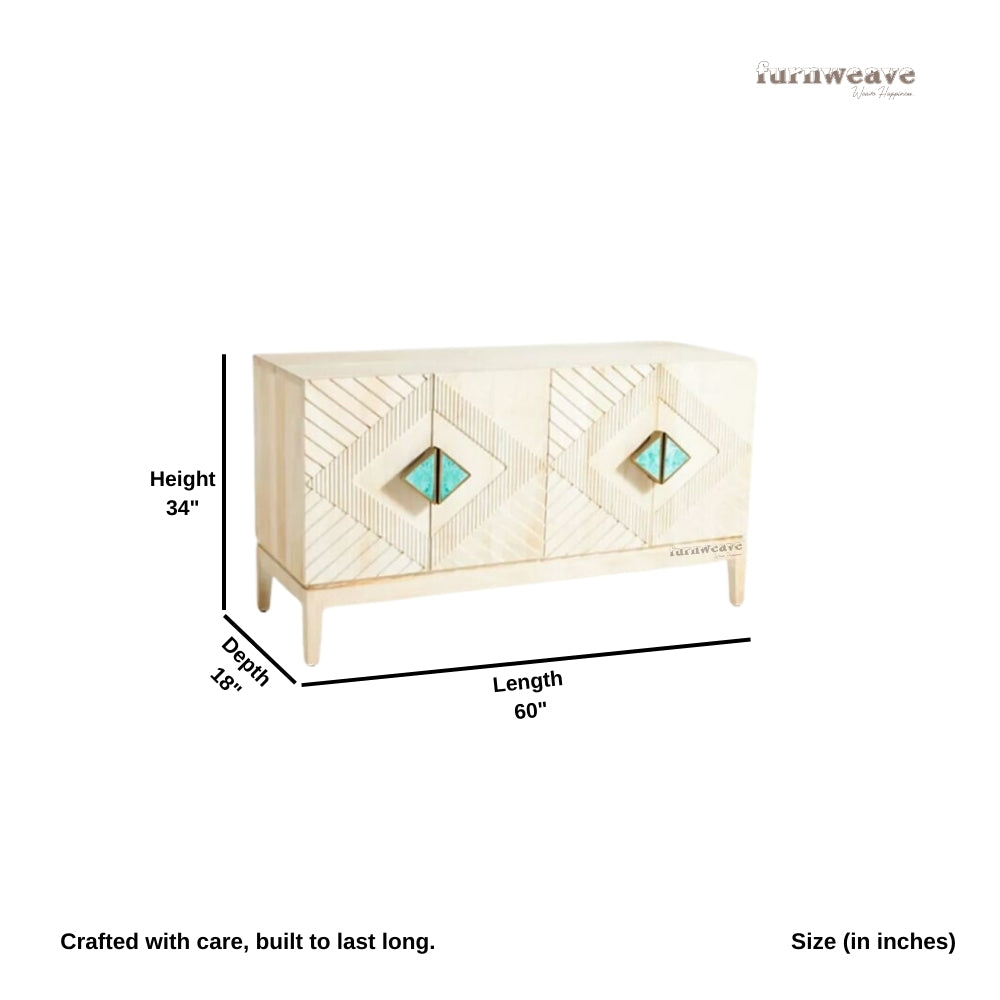 Eisth Wooden Modern Designer Sideboard (White Distress)