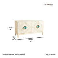 Eisth Wooden Modern Designer Sideboard (White Distress)
