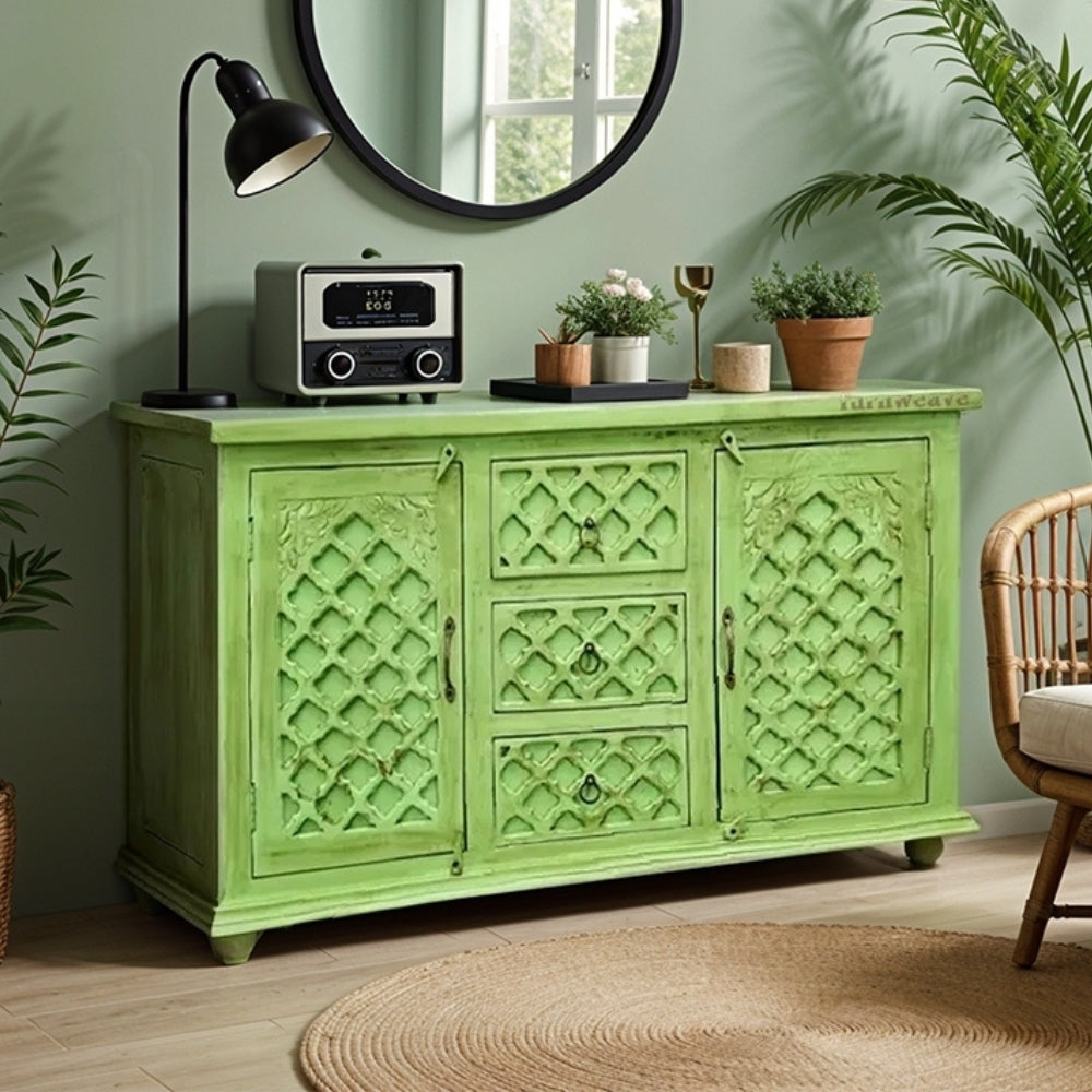 Kitchen Wooden Sideboard for Storage (Light Green Distress)