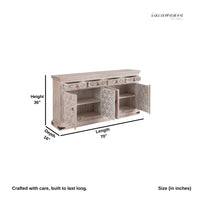 Afai Wooden Large Sideboard for Storage (Rustic White)