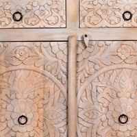 Rakina Wooden Carved Storage Sideboard ( Natural Distress)