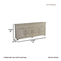 Jeen Wooden Carved Sideboard (Light Grey Distress)