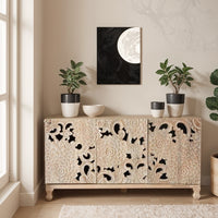 Lotus Sideboard Cabinet for Storage (Natural White Combination)