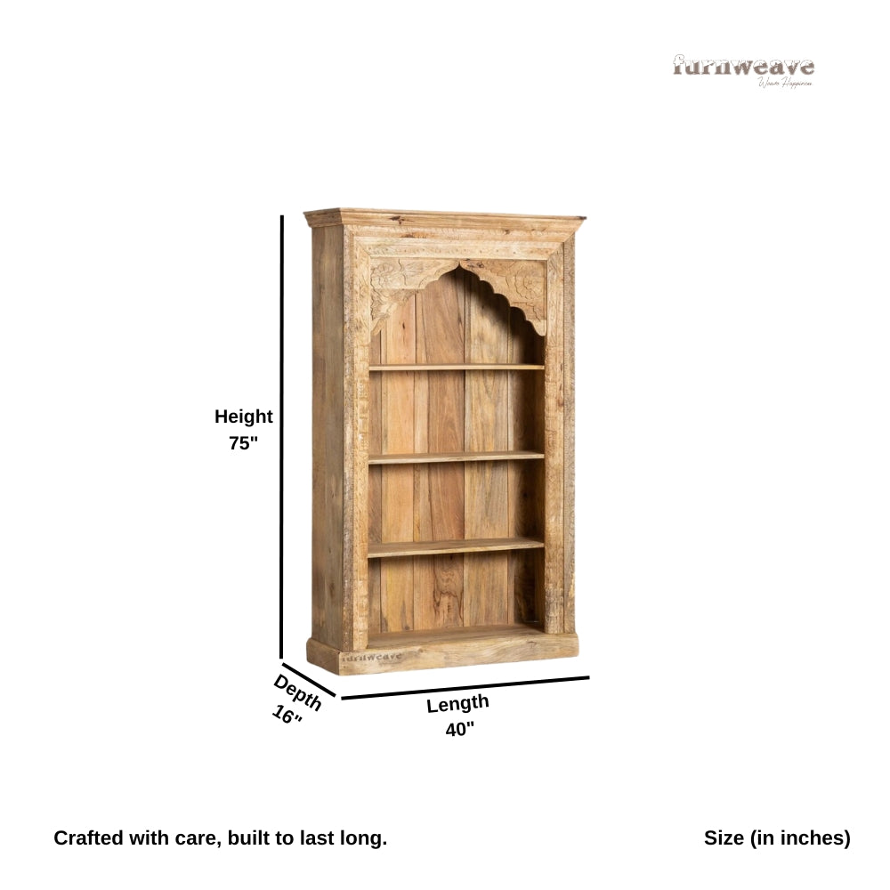 Betae Wooden Carved Book Shelf (Natural)