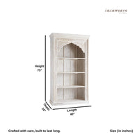 Betae Wooden Carved Book Shelf (White Distress)
