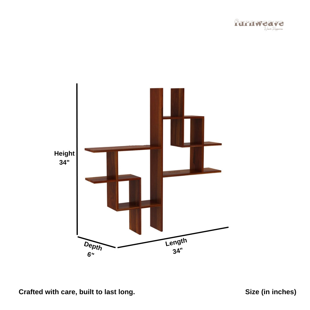 Prerak Wooden Wall Shelf Book Shelf (Honey)