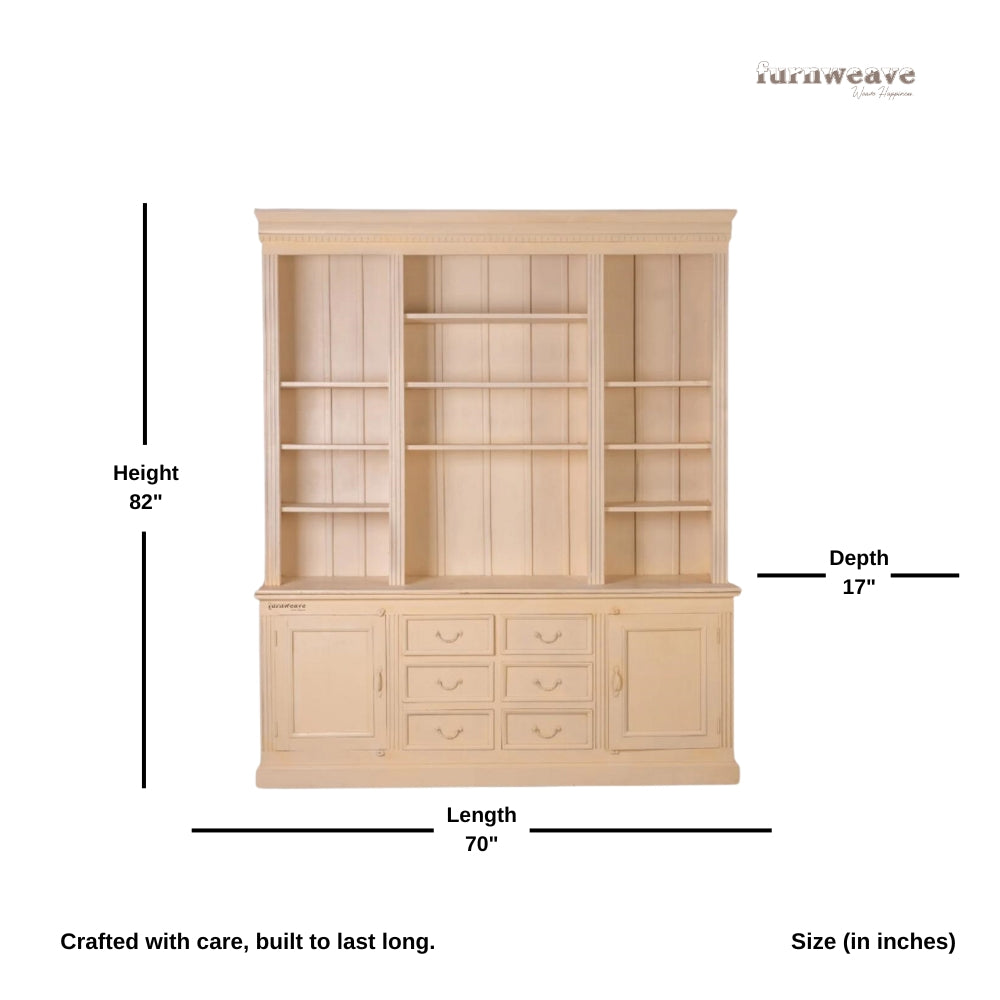 Revek Wooden Book Shelf Cupboard (Cream)
