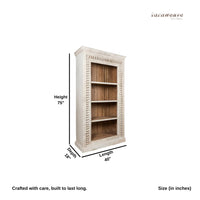Utiva Wooden Carved Book Shelf Display Unit (White Antique)