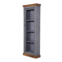 Kama Wooden Carved Bookshelf (Grey Distress)