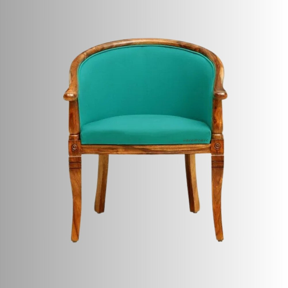 Sukriya Wooden Upholstered Arm Chair (Honey Finish)