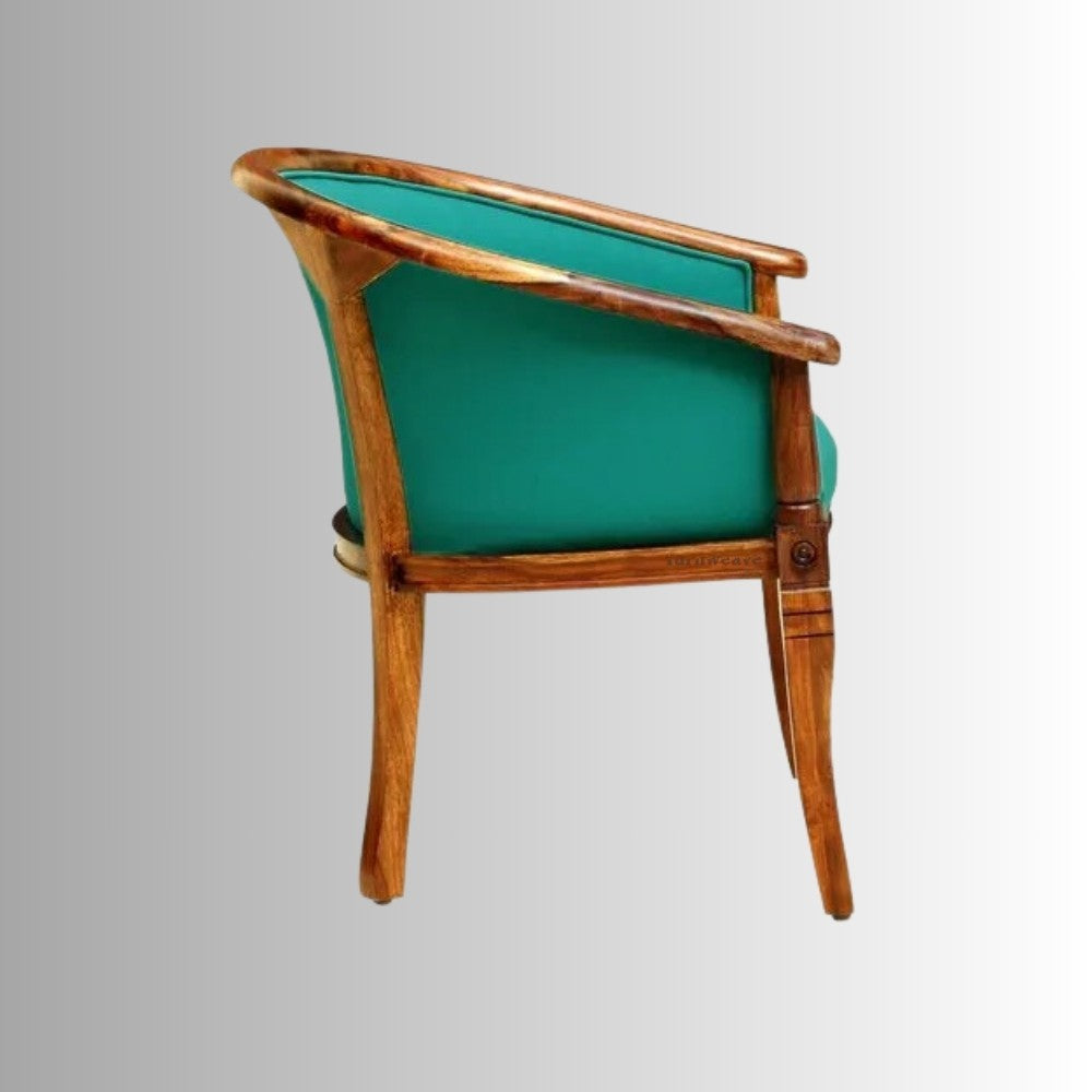 Sukriya Wooden Upholstered Arm Chair (Honey Finish)