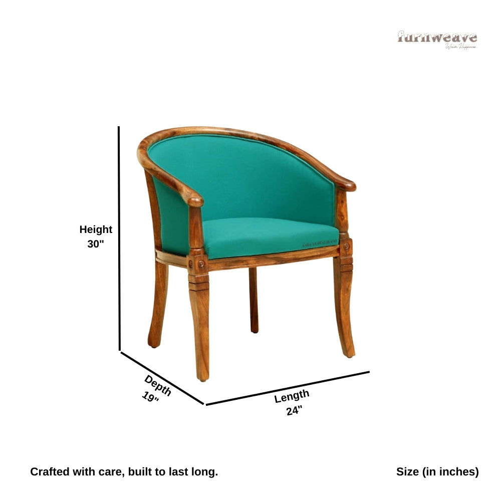Sukriya Wooden Upholstered Arm Chair (Honey Finish)
