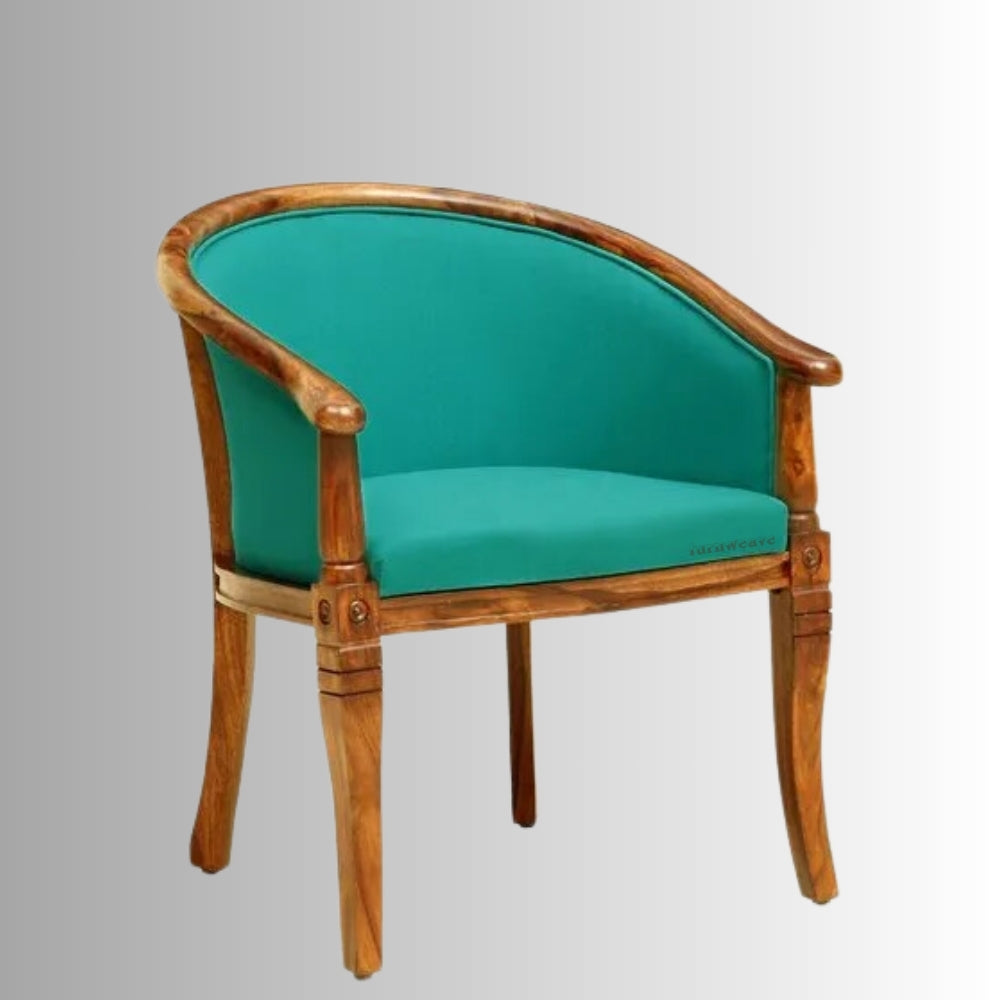 Sukriya Wooden Upholstered Arm Chair (Honey Finish)