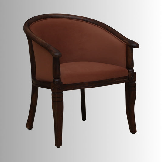 Sukriya Wooden Upholstered Arm Chair (Walnut Finish)