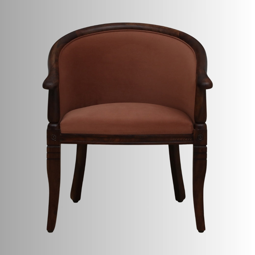 Sukriya Wooden Upholstered Arm Chair (Walnut Finish)