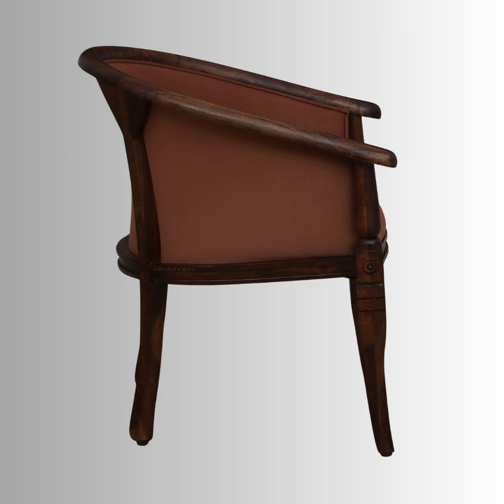 Sukriya Wooden Upholstered Arm Chair (Walnut Finish)