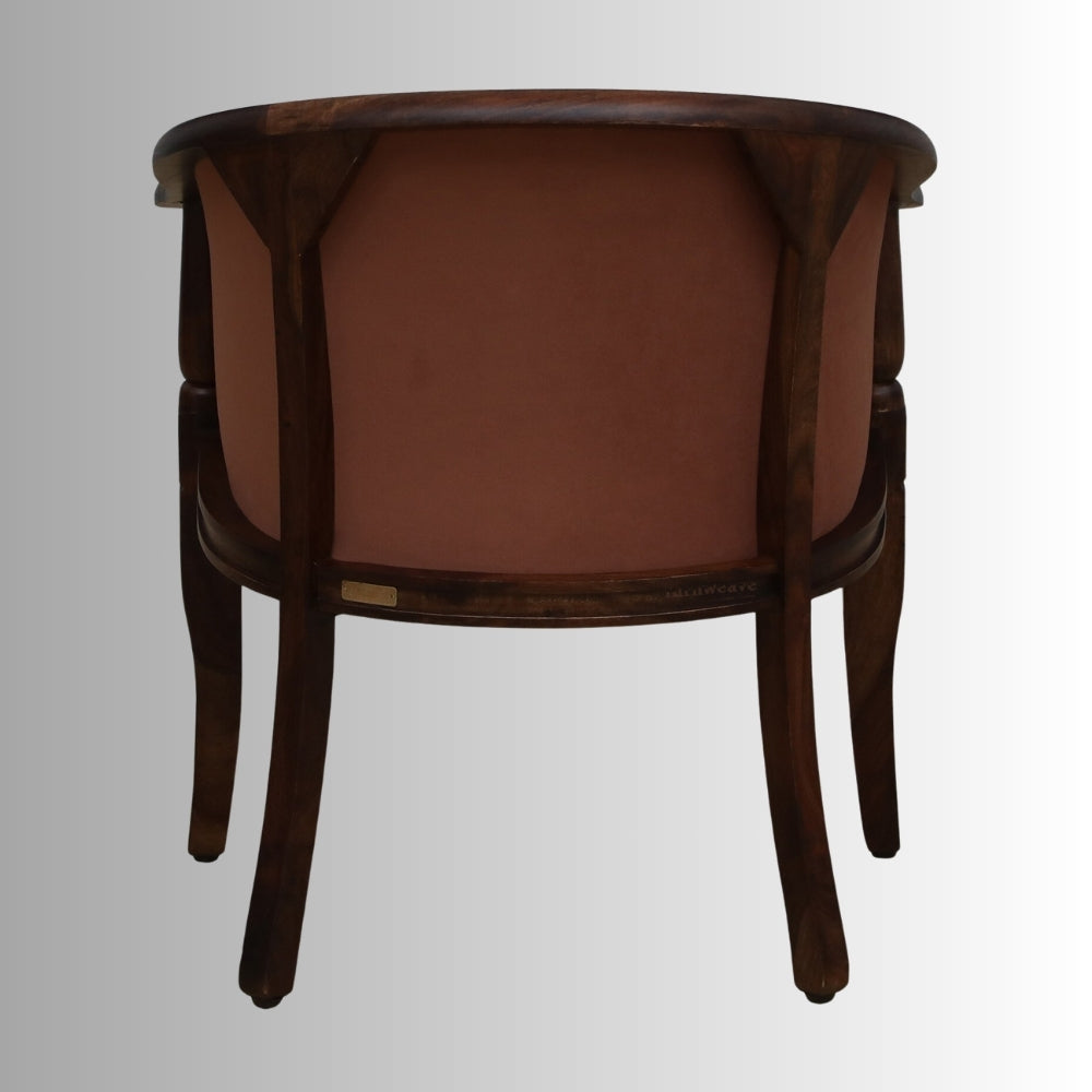 Sukriya Wooden Upholstered Arm Chair (Walnut Finish)