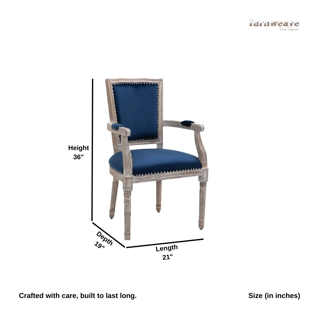 Hujea Wooden Distress Arm/Dining Chair (Blue)