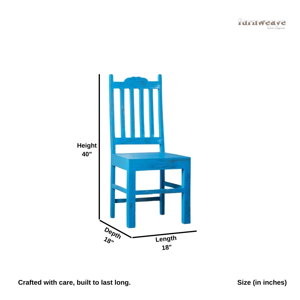 Keval Wooden Dining Chair (Blue Distress) Set of Two