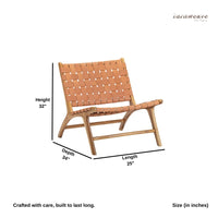 Tulipa Wooden Handwoven leather Chair (Natural)