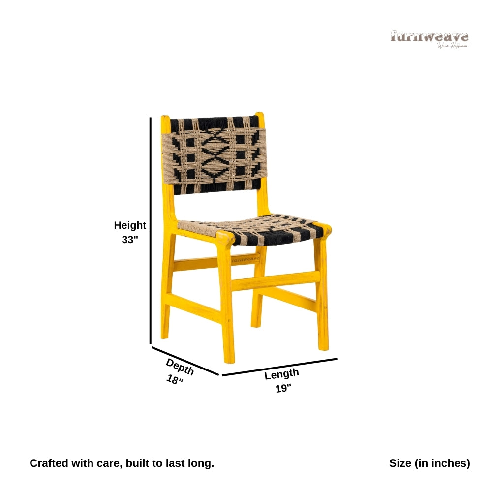 Wikia Wooden Handwoven Chair (Yellow Distress)