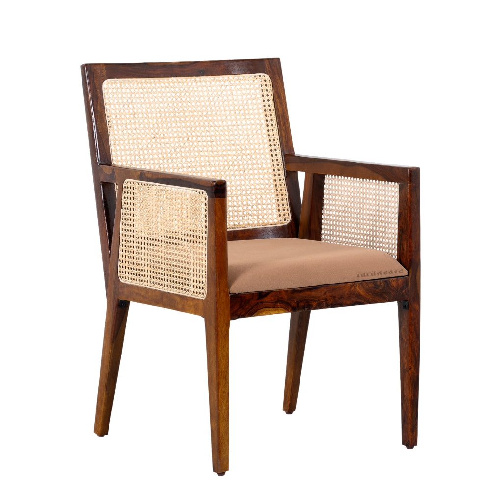 Jamil Wooden Rattan Arm Chair (Teak)