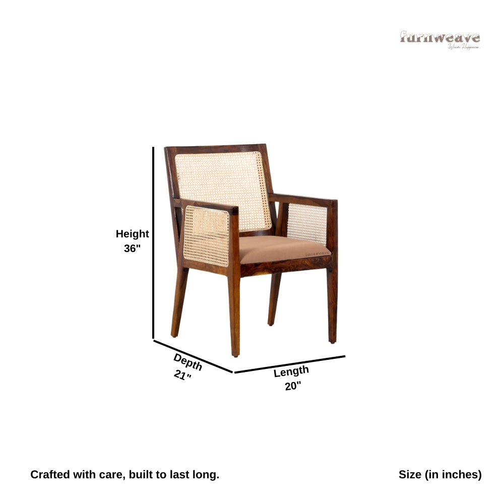 Jamil Wooden Rattan Arm Chair (Teak)